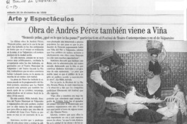 Obra de Andrés Pérez también viene a Viña
