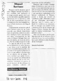 Miguel Serrano  [artículo] Gonzalo Contreras