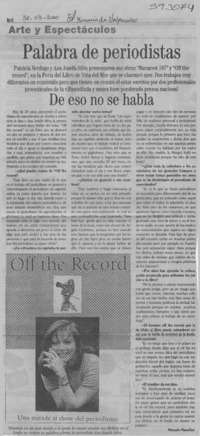 Palabra de periodistas de eso no se habla  [artículo] Marcelo Macellari