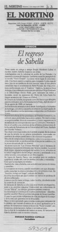El regreso de Sabella  [artículo] Enrique Ramírez Capello