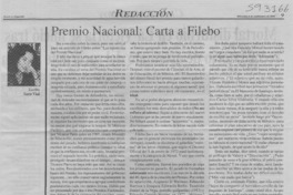 Premio Nacional, carta a Filebo  [artículo] Sara Vial