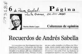 Recuerdos de Andrés Sabella  [artículo] Marino Muñoz Lagos
