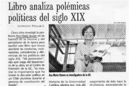 Libro analiza polémicas políticas del siglo XIX  [artículo] Leopoldo Pulgar I.