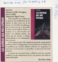 Las guerras que nos esperan  [artículo] Rosa María Verdejo