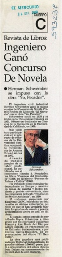 Ingeniero ganó concurso de novela  [artículo]