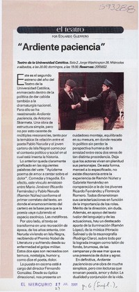 "Ardiente paciencia"  [artículo] Eduardo Guerrero