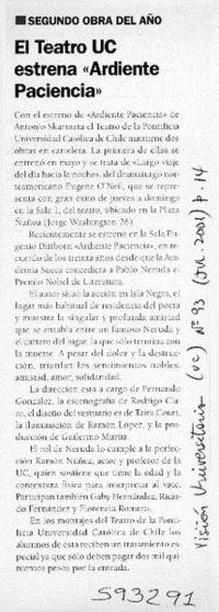 El teatro UC estrena "Ardiente paciencia"  [artículo]