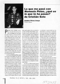 Lo que me pasó con Nemesio pelao, ¿qué es lo que te ha pasao? de Cristián Soto  [artículo] Andrés Pérez Araya