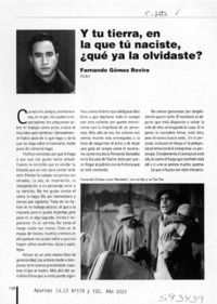 Y tu tierra, en la que tú naciste, ¿qué ya la olvidaste?  [artículo] Fernando Gómez Rovira