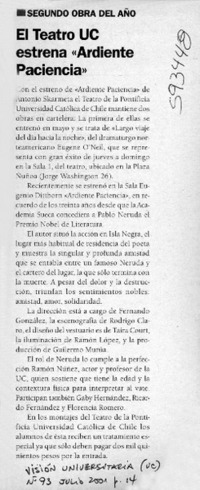 El teatro UC estrena "Ardiente paciencia"  [artículo]