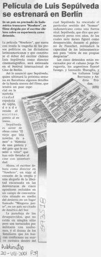 Película de Luis Sepúlveda se estrenará en Berlín