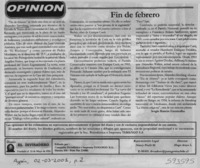 Fin de febrero  [artículo] Sergio Ramón Fuentealba