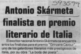Antonio Skármeta finalista en premio literario en Italia  [artículo]