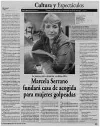 Marcela Serrano fundará casa de acogida para mujeres golpeadas