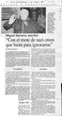 "Con el mote de nazi creen que basta para ignorarme"  [artículo] Marcelo Sánchez R.