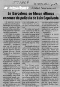 En Barcelona se filman últimas escenas de película de Luis Sepúlveda  [artículo]