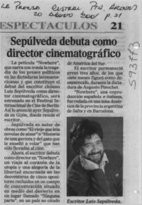 Sepúlveda debutará como director cinematográfico