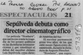 Sepúlveda debutará como director cinematográfico