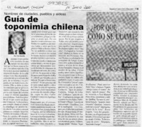 Guía de toponimia chilena  [artículo] Tito Castilo