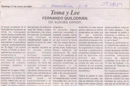 Fernando Quilodrán, un suicidio común  [artículo] Juan Antonio Massone