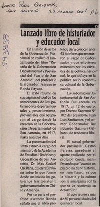 Lanzado libro de historiador y educador local  [artículo]