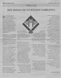 Dos modos de invención narrativa  [artículo] Juan Antonio Massone