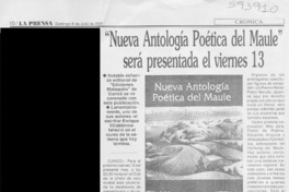 "Nueva antología poética del Maule" será presentada el viernes 13  [artículo]