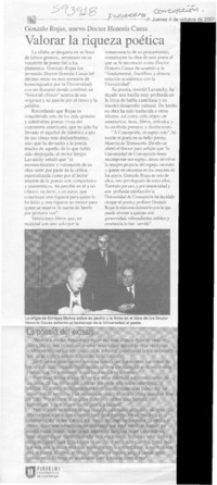 Valorar la riqueza poética