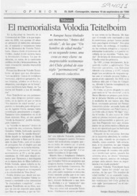 El memorialista Volodia Teitelboim  [artículo] Sergio Ramón Fuentealba