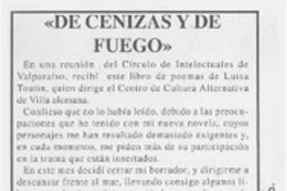 De cenizas y de fuego  [artículo] Oscar González Villarroel