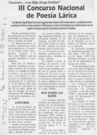 III Concurso nacional de poesía lárica  [artículo]