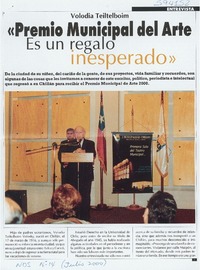 "Premio Municipal del Arte es un regalo inesperado"  [artículo]