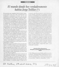 El mundo donde hoy verdaderamente habita Jorge Teillier  [artículo] Gonzalo Oliva Dinamarca