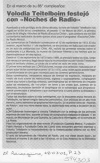 Volodia Teitelboim festejó con "Noches de radio"  [artículo]