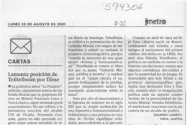 Lamenta posición de Teitelboim por filme  [artículo] Eduardo Labarca