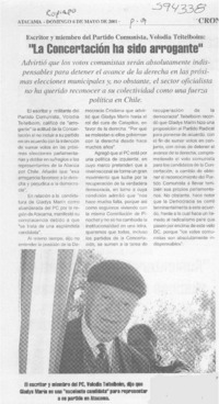 "La concertación ha sido arrogante"  [artículo]