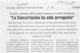 "La concertación ha sido arrogante"  [artículo]