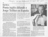 Poeta inglés difunde a Jorge Teillier en España  [artículo] Marcelo Sánchez R.
