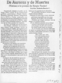 De auroras y de muertes  [artículo] Roberto Bescós C.