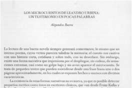 Los microcuentos de Leandro Urbina, un testimonio en pocas palabras  [artículo] Alejandra Ibarra