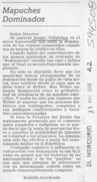 Mapuches dominados  [artículo] Rodolfo Arredondo