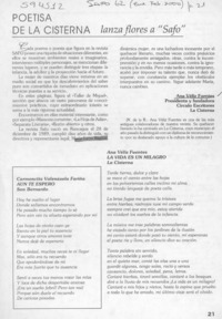 Poetisa de La Cisterna lanza flores a "Safo"  [artículo] Ana Véliz Fuentes