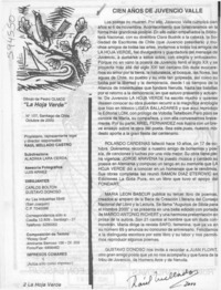 Cien años de Juvencio Valle  [artículo] Raúl Mellado