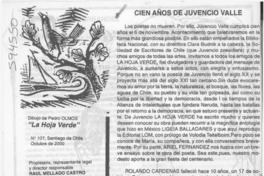 Cien años de Juvencio Valle  [artículo] Raúl Mellado