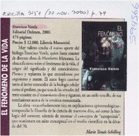 El fenómeno de la vida  [artículo] Mario Tomás Schilling