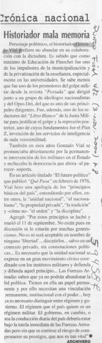 Historiador mala memoria  [artículo]