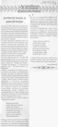 Juvencio Valle, el poeta del bosque  [artículo] Fanny Ross
