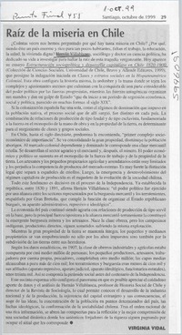 Raíz de la miseria en Chile  [artículo] Virginia Vidal
