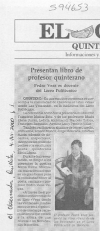 Presentan libro de profesor quinterano  [artículo]