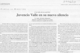Juvencio Valle en su nuevo silencio  [artículo] Juan Antonio Massone